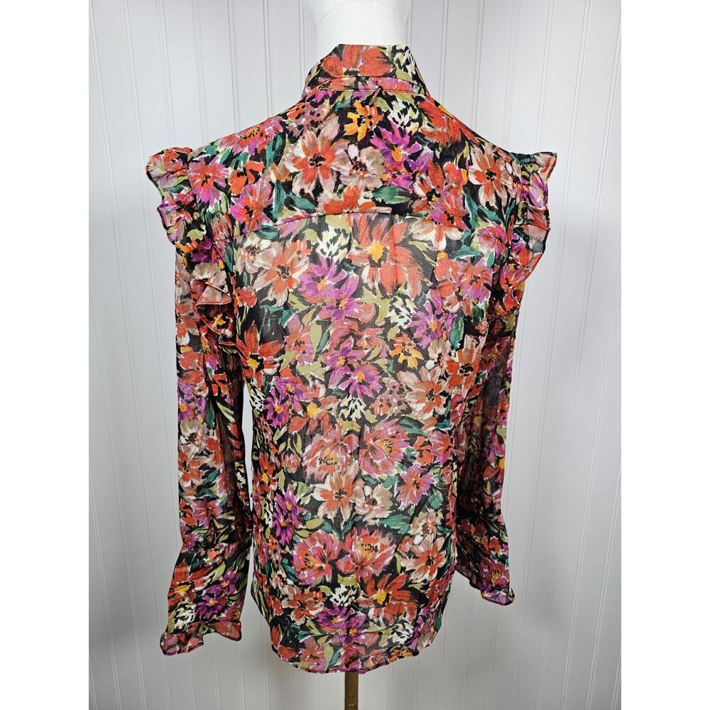 Misa Los Angeles Lorena Floral Blouse Women's Size XS Sheer Designer - Picture 2 of 6